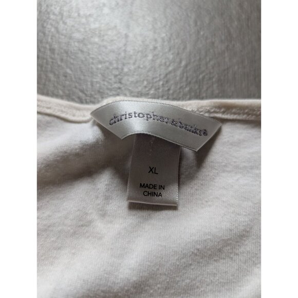 Christopher & Banks Womens XL T-Shirt Yellow & Brown Scroll Print Rhinestones - Picture 5 of 7